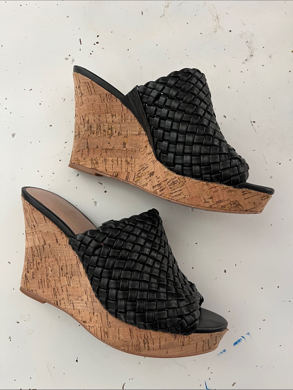 Charles Davis Black Woven Slide Mules